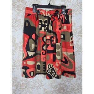TIBI High Waist Silk Wool Mini Skirt sz 10 Abstract Pockets Art to Wear Unique